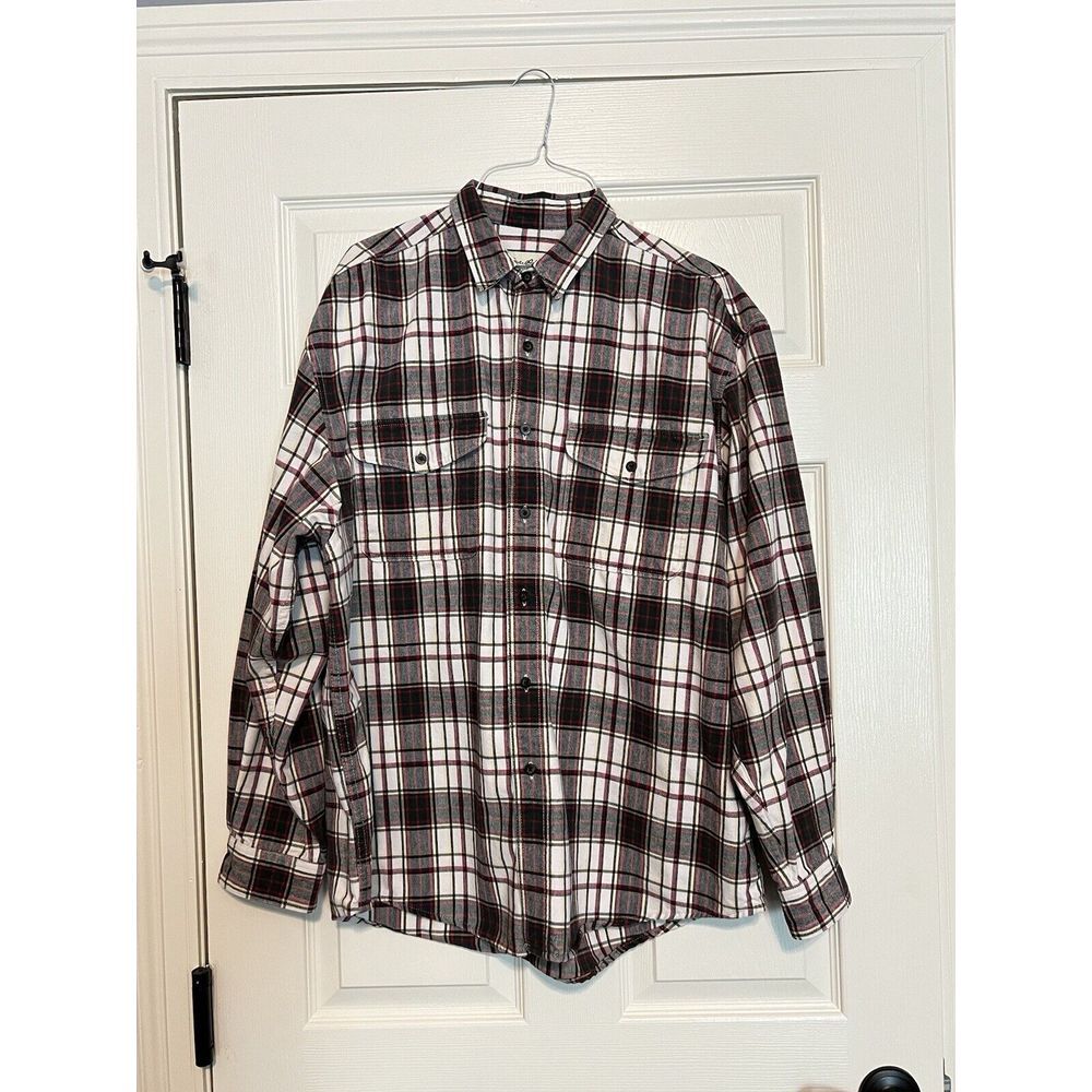 Eddie Bauer Plaid‎ Canvas Long Sleeve Button Up Shirt Mens Size Large - 287